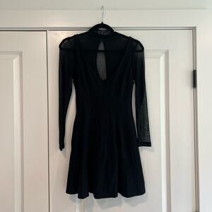Maeve by Anthropologie Women's Black Longsleeve Sheer Cocktail‎ Dress Size XSP
